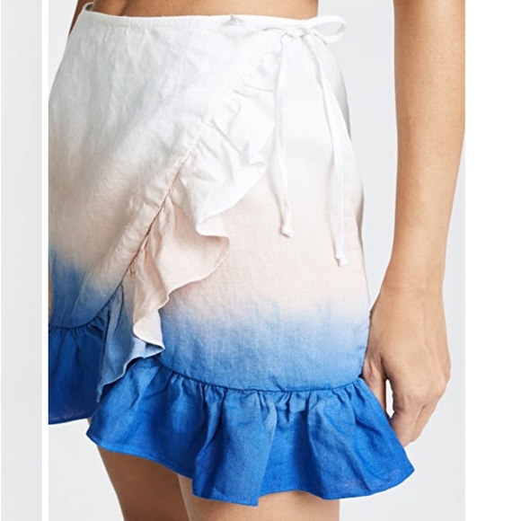 Young Fabulous & Broke Women’s Flutter Dip Dye Linen Ruffle Wrap Mini Skirt Sz S - Picture 4 of 13